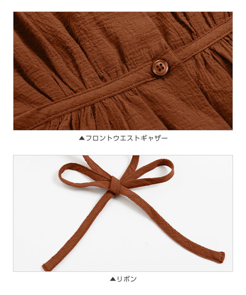 KOBE LETTUCE（コウベレタス）の「フロントリボンウエストギャザーブラウス[C3885]（シャツ/ブラウス・レディース・オフホワイト/ダークオレンジ/カーキ/ピンク・FREE）」の10枚目の写真