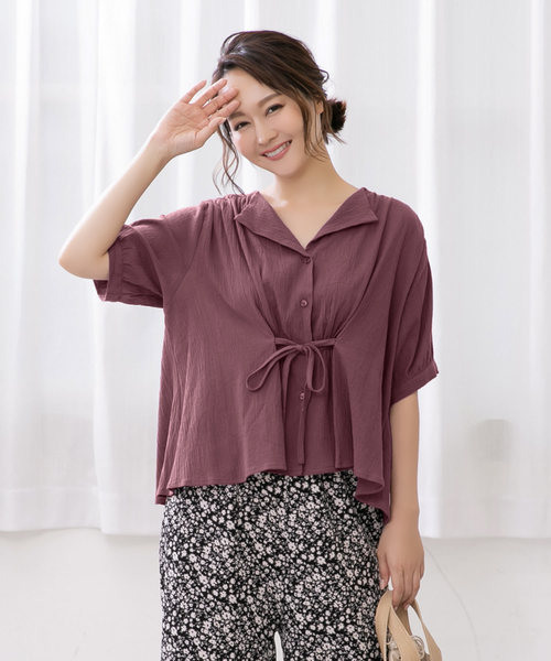 KOBE LETTUCE（コウベレタス）の「フロントリボンウエストギャザーブラウス[C3885]（シャツ/ブラウス・レディース・オフホワイト/ダークオレンジ/カーキ/ピンク・FREE）」の14枚目の写真