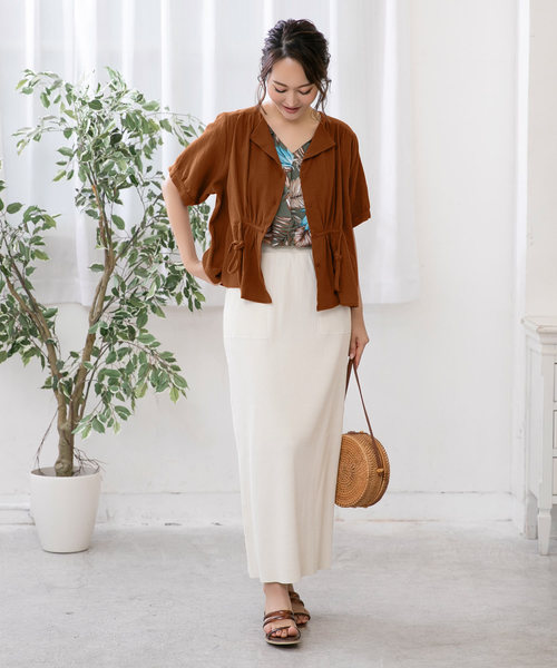 KOBE LETTUCE（コウベレタス）の「フロントリボンウエストギャザーブラウス[C3885]（シャツ/ブラウス・レディース・オフホワイト/ダークオレンジ/カーキ/ピンク・FREE）」の16枚目の写真