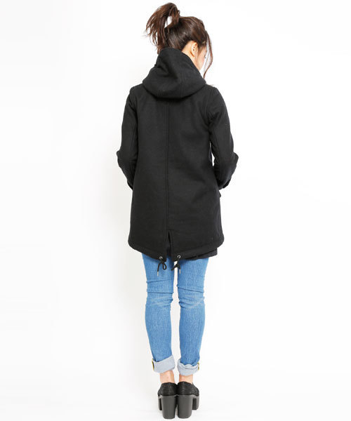 X-girl（エックスガール）の「BONDING HOODED LONG COAT（その他アウター・レディース・ブラック/グレー/ベージュ/ネイビー・1/2）」の9枚目の写真