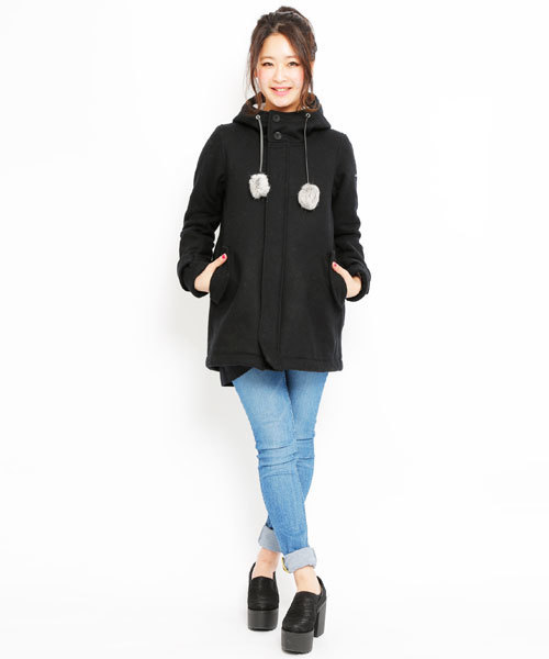 X-girl（エックスガール）の「BONDING HOODED LONG COAT（その他アウター・レディース・ブラック/グレー/ベージュ/ネイビー・1/2）」の11枚目の写真