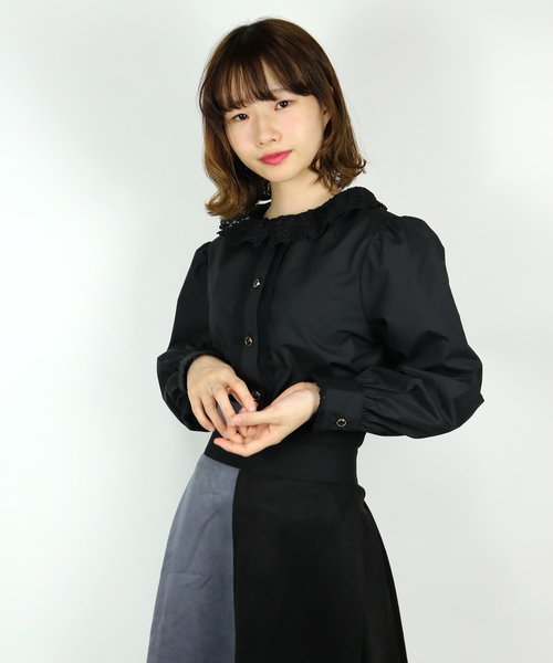 セール シャツ ブラウス Paravion 衿レースブラウス シャツ ブラウス Paravion トップス Standard パラビオンスタンダードプチ のファッション Petit 売れ筋の