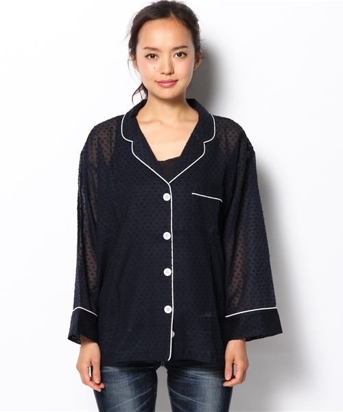 Ray BEAMS(レイビームス)の「SLEEPY JONES / パジャマ シャツ "dot"(シャツ/ブラウス・レディース・ネイビー・ONE SIZE)」の2枚目の写真