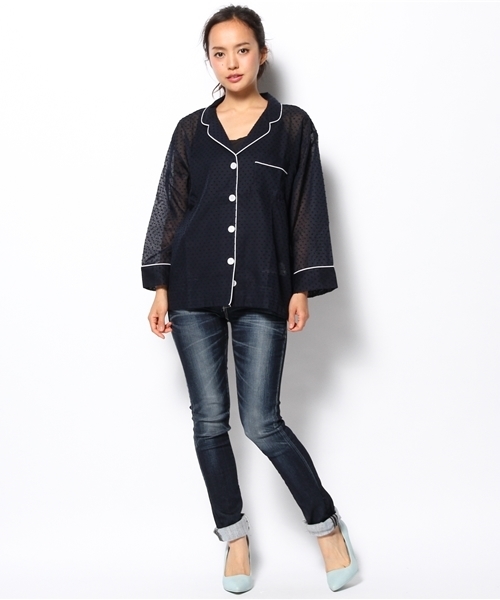 Ray BEAMS(レイビームス)の「SLEEPY JONES / パジャマ シャツ "dot"(シャツ/ブラウス・レディース・ネイビー・ONE SIZE)」の5枚目の写真