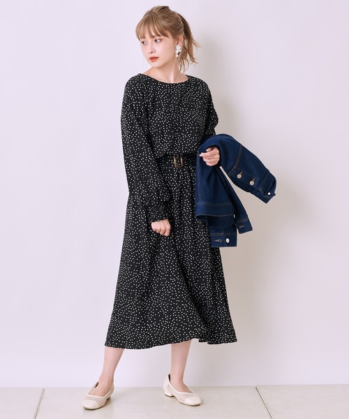 one after another NICE CLAUP(ワンアフターアナザーナイスクラップ)の「【ZOZO限定】後ろボタンフレアワンピース(ワンピース・レディース・グリーン系その他/ピンクベージュ/モカ/ブラウン/ドット・FREE)」の8枚目の写真