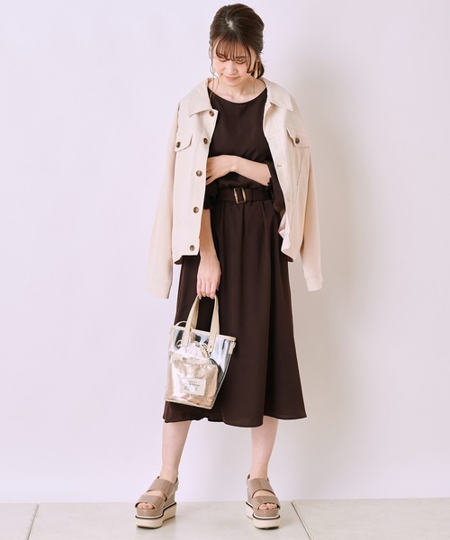 one after another NICE CLAUP(ワンアフターアナザーナイスクラップ)の「【ZOZO限定】後ろボタンフレアワンピース(ワンピース・レディース・グリーン系その他/ピンクベージュ/モカ/ブラウン/ドット・FREE)」の13枚目の写真