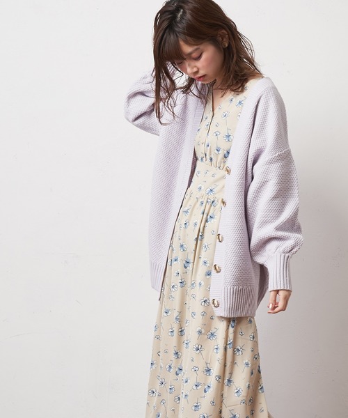 natural couture(ナチュラルクチュール)の「ミドル丈ゆるっとカーディガン(カーディガン/ボレロ・レディース・ベージュ/アイボリー/ミント/ラベンダー・FREE)」の4枚目の写真