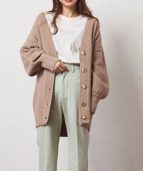 natural couture(ナチュラルクチュール)の「ミドル丈ゆるっとカーディガン(カーディガン/ボレロ・レディース・ベージュ/アイボリー/ミント/ラベンダー・FREE)」の1枚目の写真