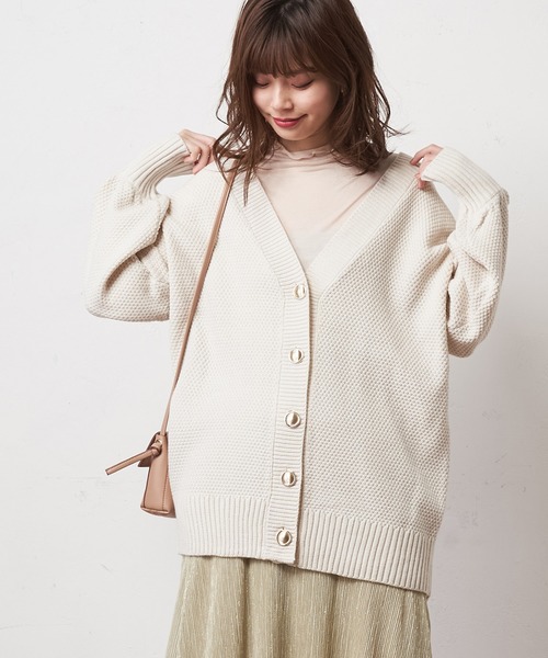 natural couture(ナチュラルクチュール)の「ミドル丈ゆるっとカーディガン(カーディガン/ボレロ・レディース・ベージュ/アイボリー/ミント/ラベンダー・FREE)」の2枚目の写真