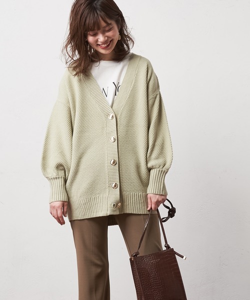 natural couture(ナチュラルクチュール)の「ミドル丈ゆるっとカーディガン(カーディガン/ボレロ・レディース・ベージュ/アイボリー/ミント/ラベンダー・FREE)」の3枚目の写真