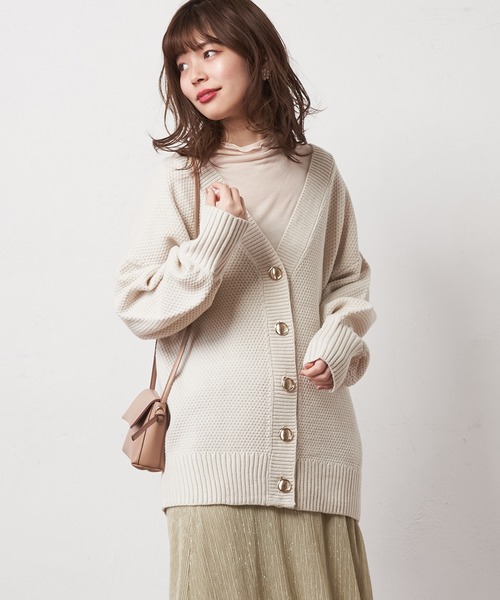 natural couture(ナチュラルクチュール)の「ミドル丈ゆるっとカーディガン(カーディガン/ボレロ・レディース・ベージュ/アイボリー/ミント/ラベンダー・FREE)」の6枚目の写真
