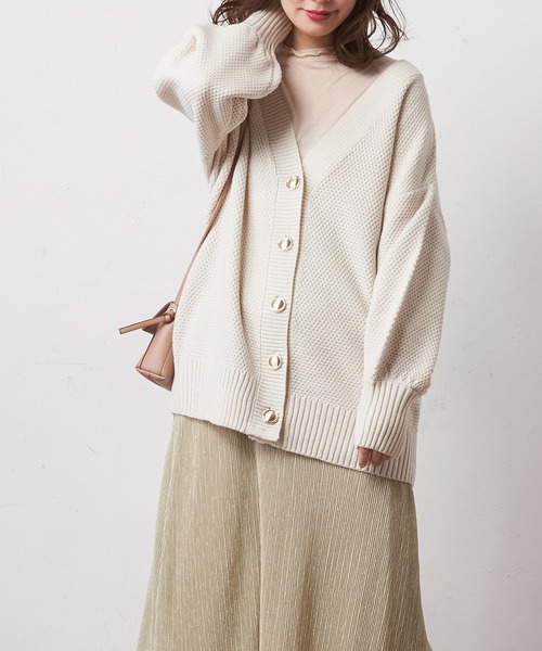 natural couture(ナチュラルクチュール)の「ミドル丈ゆるっとカーディガン(カーディガン/ボレロ・レディース・ベージュ/アイボリー/ミント/ラベンダー・FREE)」の7枚目の写真