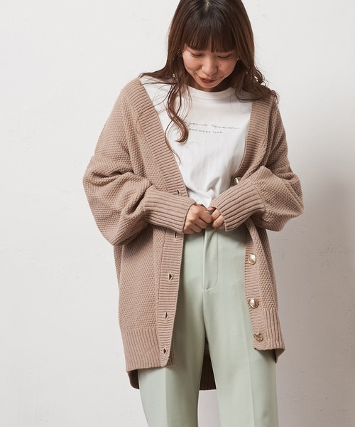 natural couture(ナチュラルクチュール)の「ミドル丈ゆるっとカーディガン(カーディガン/ボレロ・レディース・ベージュ/アイボリー/ミント/ラベンダー・FREE)」の9枚目の写真