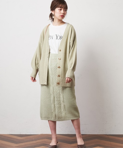 natural couture(ナチュラルクチュール)の「ミドル丈ゆるっとカーディガン(カーディガン/ボレロ・レディース・ベージュ/アイボリー/ミント/ラベンダー・FREE)」の12枚目の写真