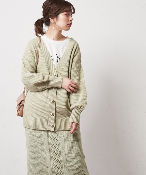 natural couture(ナチュラルクチュール)の「ミドル丈ゆるっとカーディガン(カーディガン/ボレロ・レディース・ベージュ/アイボリー/ミント/ラベンダー・FREE)」の13枚目の写真