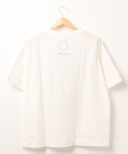 PUAL CE CIN(ピュアルセシン)の「20/OE天竺プリントT(Tシャツ/カットソー・レディース・グレイッシュベージュ/ブルーグレー/ホワイト/オフホワイト・FREE)」の5枚目の写真