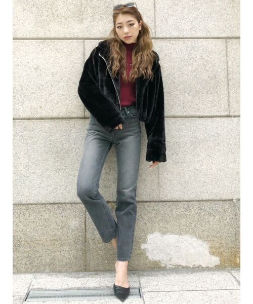 GYDA（ジェイダ）の「ウエストカーブストレートデニムパンツ（デニムパンツ・レディース・ブラック/ブルー・SMALL/MEDIUM/X-SMALL）」の14枚目の写真