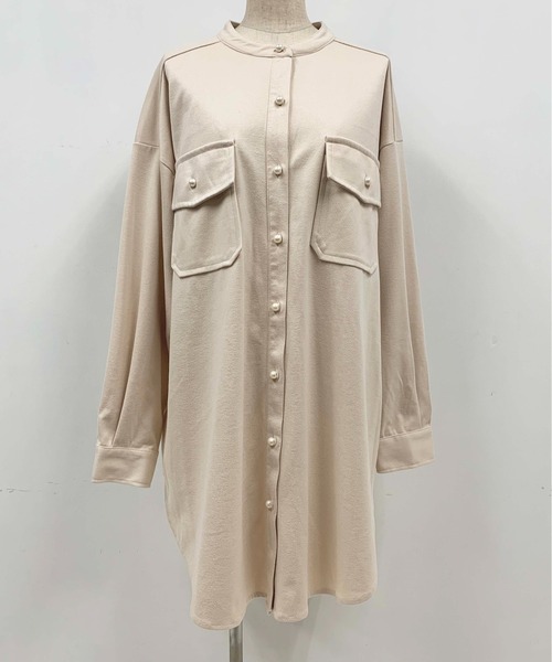 PICCIN(ピッチン)の「パールボタン起毛シャツワンピース(シャツ/ブラウス・レディース・オフホワイト/グレイッシュベージュ・M/L)」の10枚目の写真