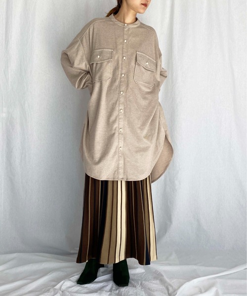 PICCIN(ピッチン)の「パールボタン起毛シャツワンピース(シャツ/ブラウス・レディース・オフホワイト/グレイッシュベージュ・M/L)」の9枚目の写真