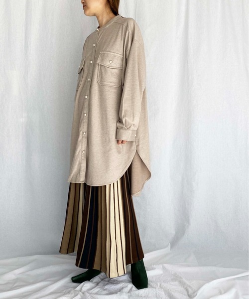 PICCIN(ピッチン)の「パールボタン起毛シャツワンピース(シャツ/ブラウス・レディース・オフホワイト/グレイッシュベージュ・M/L)」の6枚目の写真