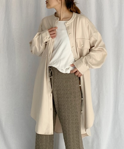 PICCIN(ピッチン)の「パールボタン起毛シャツワンピース(シャツ/ブラウス・レディース・オフホワイト/グレイッシュベージュ・M/L)」の22枚目の写真