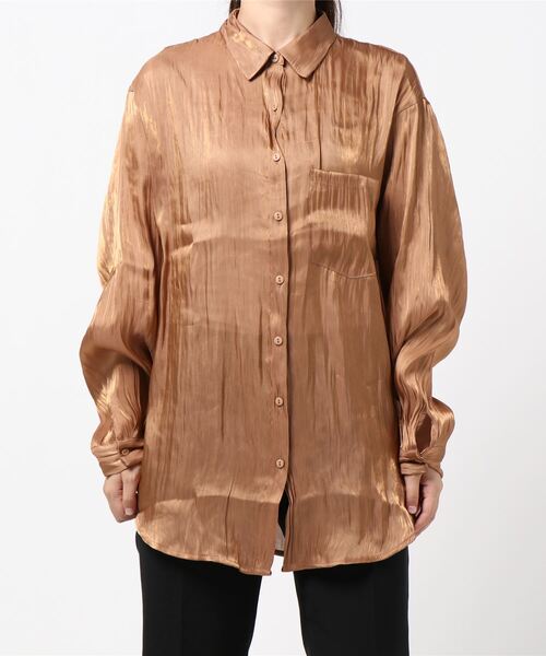 KOBE LETTUCE（コウベレタス）の「サテンオーバーシャツ（シャツ/ブラウス・レディース・ライトベージュ/ベージュ/カーキ/グレー系その他・FREE）」の8枚目の写真