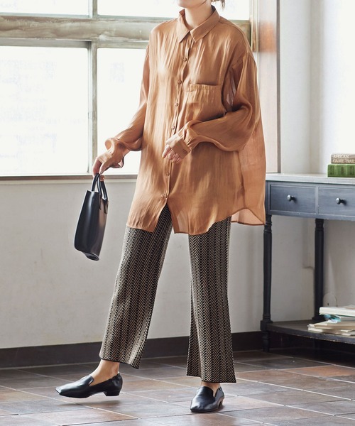 KOBE LETTUCE（コウベレタス）の「サテンオーバーシャツ（シャツ/ブラウス・レディース・ライトベージュ/ベージュ/カーキ/グレー系その他・FREE）」の14枚目の写真