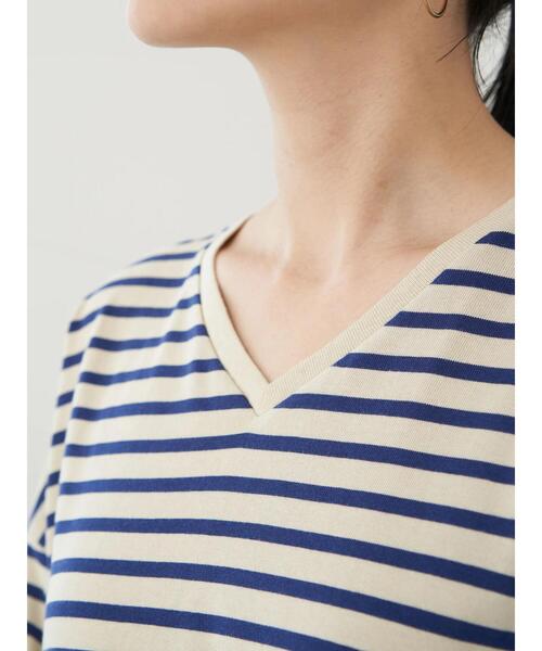 AMERICAN HOLIC(アメリカンホリック)の「Vネックドロップショルダーカットプルオーバー *(Tシャツ/カットソー・レディース・アイボリー/ブラウン/ブラック/オフホワイト・FREE)」の8枚目の写真