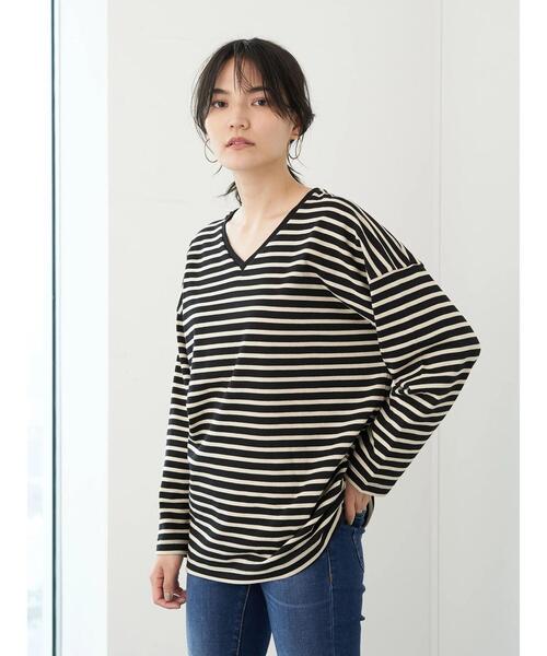AMERICAN HOLIC(アメリカンホリック)の「Vネックドロップショルダーカットプルオーバー *(Tシャツ/カットソー・レディース・アイボリー/ブラウン/ブラック/オフホワイト・FREE)」の11枚目の写真