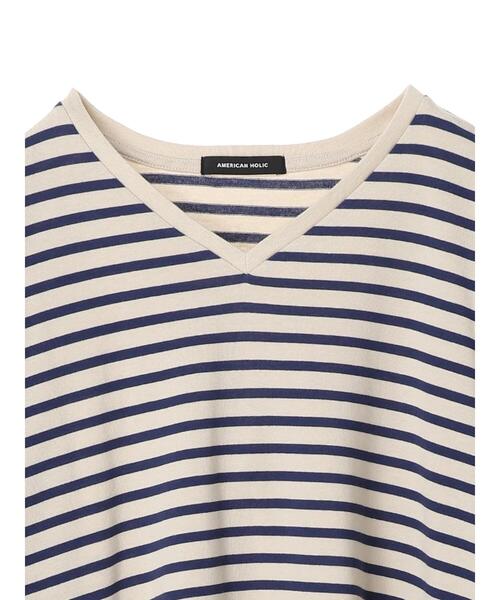 AMERICAN HOLIC(アメリカンホリック)の「Vネックドロップショルダーカットプルオーバー *(Tシャツ/カットソー・レディース・アイボリー/ブラウン/ブラック/オフホワイト・FREE)」の14枚目の写真