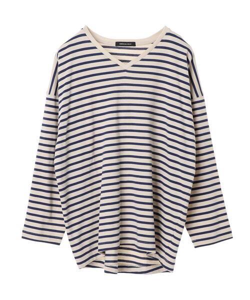 AMERICAN HOLIC(アメリカンホリック)の「Vネックドロップショルダーカットプルオーバー *(Tシャツ/カットソー・レディース・アイボリー/ブラウン/ブラック/オフホワイト・FREE)」の17枚目の写真
