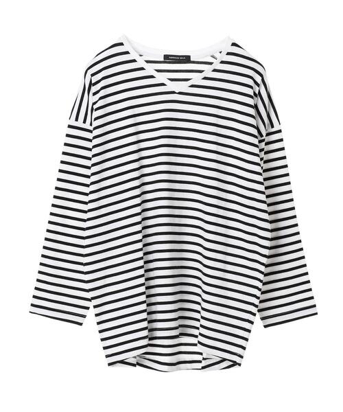 AMERICAN HOLIC(アメリカンホリック)の「Vネックドロップショルダーカットプルオーバー *(Tシャツ/カットソー・レディース・アイボリー/ブラウン/ブラック/オフホワイト・FREE)」の18枚目の写真