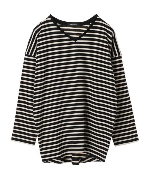 AMERICAN HOLIC(アメリカンホリック)の「Vネックドロップショルダーカットプルオーバー *(Tシャツ/カットソー・レディース・アイボリー/ブラウン/ブラック/オフホワイト・FREE)」の19枚目の写真