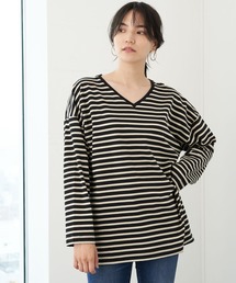 Vネックドロップショルダーカットプルオーバー *