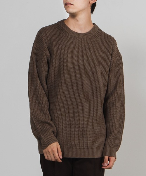 WEGO（ウィゴー）の「WEGO/畦編みセーター（ニット/セーター・メンズ・ブラック/ホワイト/パープル/ブラウン系その他/グリーン系その他/サックスブルー・LARGE/SMALL/MEDIUM）」の4枚目の写真