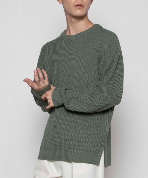 WEGO（ウィゴー）の「WEGO/畦編みセーター（ニット/セーター・メンズ・ブラック/ホワイト/パープル/ブラウン系その他/グリーン系その他/サックスブルー・LARGE/SMALL/MEDIUM）」の5枚目の写真