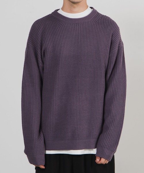 WEGO（ウィゴー）の「WEGO/畦編みセーター（ニット/セーター・メンズ・ブラック/ホワイト/パープル/ブラウン系その他/グリーン系その他/サックスブルー・LARGE/SMALL/MEDIUM）」の9枚目の写真