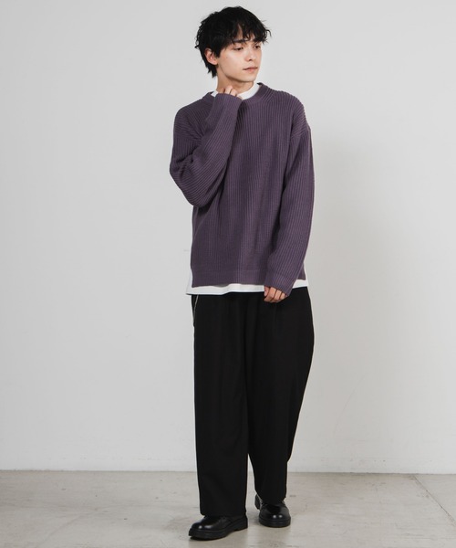WEGO（ウィゴー）の「WEGO/畦編みセーター（ニット/セーター・メンズ・ブラック/ホワイト/パープル/ブラウン系その他/グリーン系その他/サックスブルー・LARGE/SMALL/MEDIUM）」の8枚目の写真