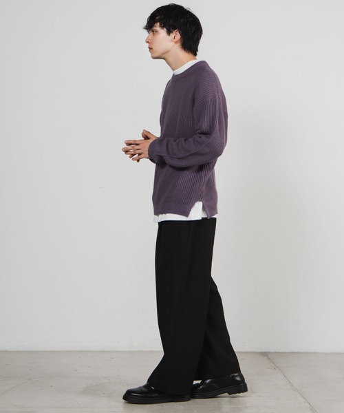 WEGO（ウィゴー）の「WEGO/畦編みセーター（ニット/セーター・メンズ・ブラック/ホワイト/パープル/ブラウン系その他/グリーン系その他/サックスブルー・LARGE/SMALL/MEDIUM）」の14枚目の写真