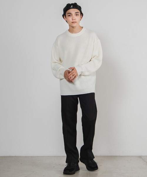 WEGO（ウィゴー）の「WEGO/畦編みセーター（ニット/セーター・メンズ・ブラック/ホワイト/パープル/ブラウン系その他/グリーン系その他/サックスブルー・LARGE/SMALL/MEDIUM）」の22枚目の写真