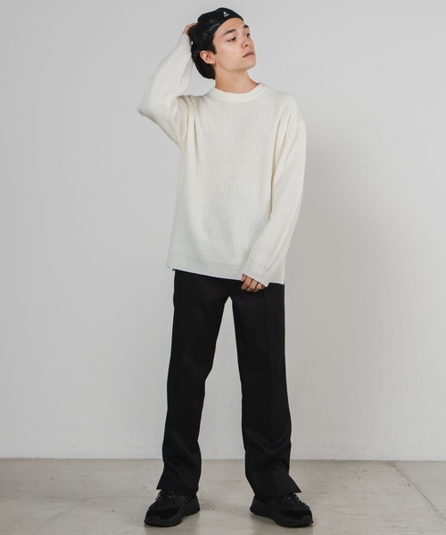 WEGO（ウィゴー）の「WEGO/畦編みセーター（ニット/セーター・メンズ・ブラック/ホワイト/パープル/ブラウン系その他/グリーン系その他/サックスブルー・LARGE/SMALL/MEDIUM）」の13枚目の写真