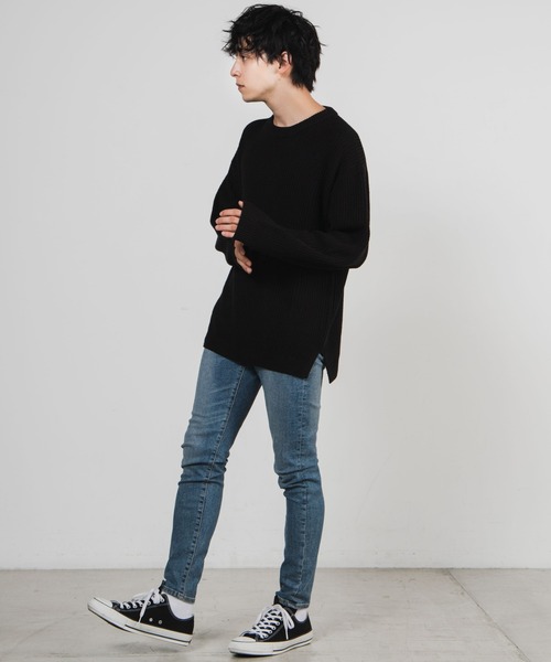 WEGO（ウィゴー）の「WEGO/畦編みセーター（ニット/セーター・メンズ・ブラック/ホワイト/パープル/ブラウン系その他/グリーン系その他/サックスブルー・LARGE/SMALL/MEDIUM）」の19枚目の写真