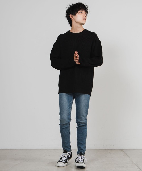 WEGO（ウィゴー）の「WEGO/畦編みセーター（ニット/セーター・メンズ・ブラック/ホワイト/パープル/ブラウン系その他/グリーン系その他/サックスブルー・LARGE/SMALL/MEDIUM）」の10枚目の写真