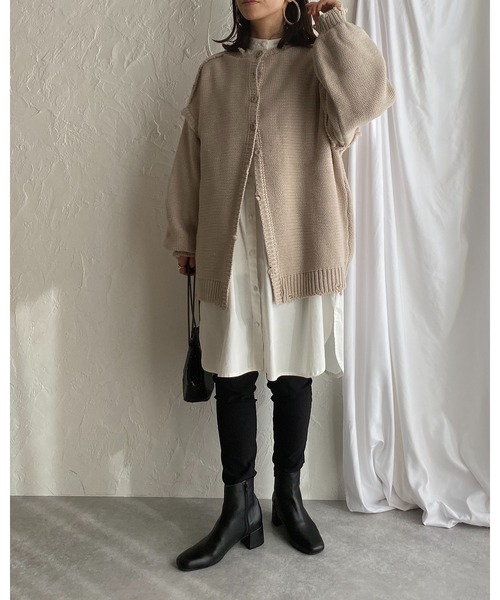 todayful 2wayニットカーディガン（セール】前後2wayオーバー