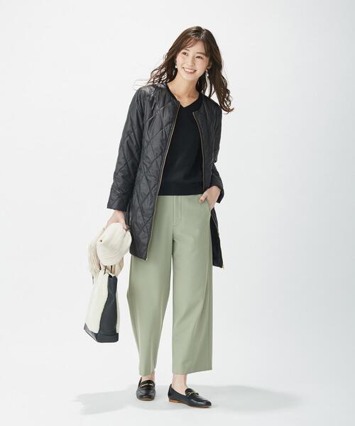 J.PRESS(ジェイプレス)の「【洗える】40/2NEWESTバックピーチ セミワイドパンツ(その他パンツ・レディース・スモーキーグリーン系/ベージュ系/ネイビー系・9/7/11/13)」の5枚目の写真