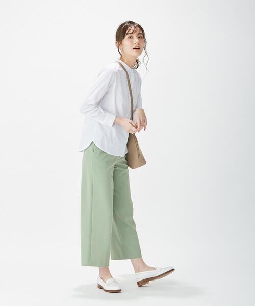 J.PRESS(ジェイプレス)の「【洗える】40/2NEWESTバックピーチ セミワイドパンツ(その他パンツ・レディース・スモーキーグリーン系/ベージュ系/ネイビー系・9/7/11/13)」の6枚目の写真