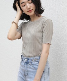 【WEB限定】セットアップ対応◎シャインプリーツ半袖トップス