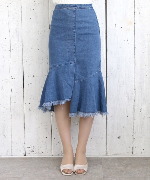 Roomy's（ルーミーズ）の「イレヘムデニムスカート（スカート・レディース・ネイビー・SMALL/MEDIUM）」の7枚目の写真