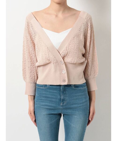 dazzlin（ダズリン）の「ポップコーンクロシェ2WAYトップス（カーディガン/ボレロ・レディース・オフホワイト/ベージュ/ブルー・FREE）」の8枚目の写真