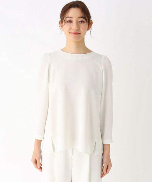 Modify（モディファイ）の「◆タック使い前後差ヘム9分袖ブラウス（シャツ/ブラウス・レディース・ホワイト系/ブラック/マスタード・42/40）」の4枚目の写真